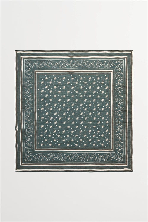 SKALL STUDIO SCARF 90X90 DARK GREEN/BROWN